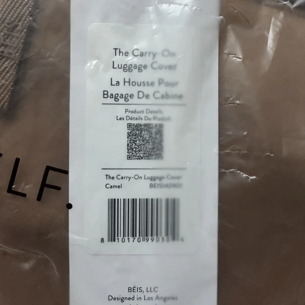BÉIS Carry-On Luggage Cover Camel NWT $58 Travel Suitcase Protector